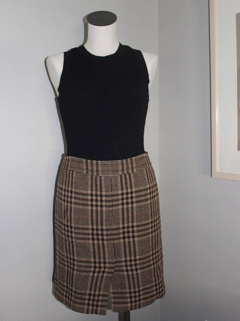 Ann Taylor Wool Plaid Pencil Skirt